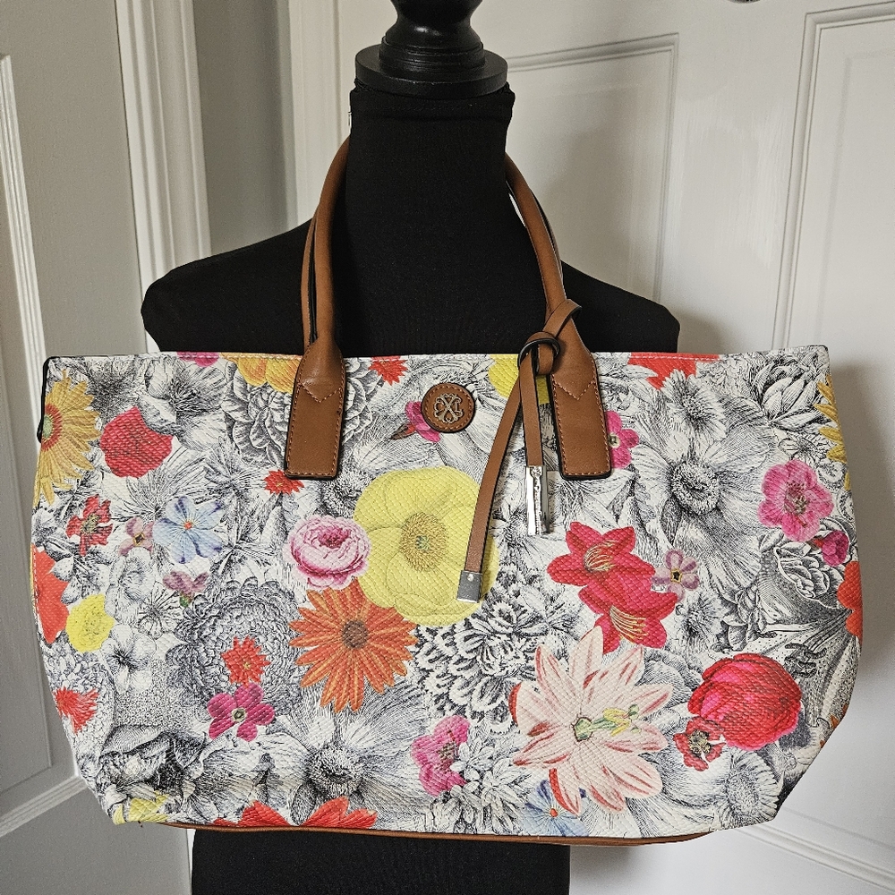 Christian Lacroix Colorful Floral Tote Shoulder Bag